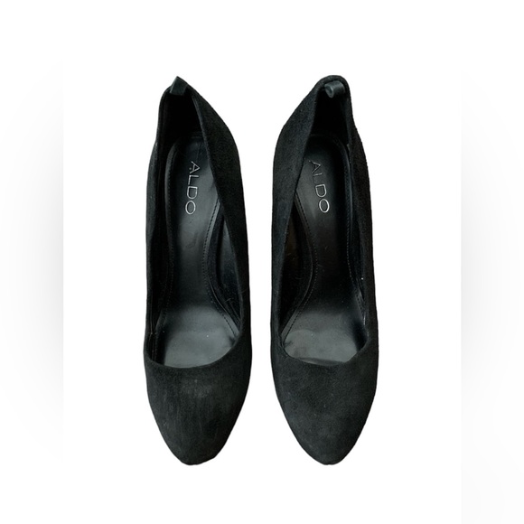 Aldo Black Suede Platform Heels - Picture 1 of 6